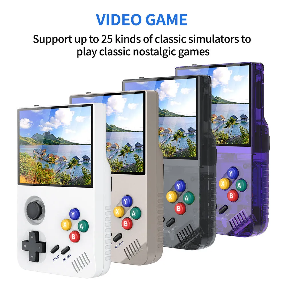 128G Purple MPOWN M19 Handheld Gaming Console | Retro Arcade & PSP Emulator | 3.5-Inch HD Screen, TV Connectivity, Portable 3D Gaming Device
