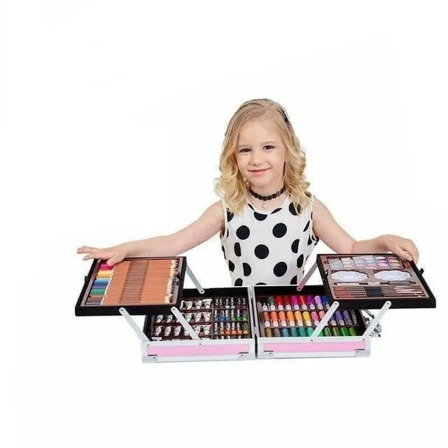145Pcs Kids Painting And Drawing Art Set With Aluminium Case