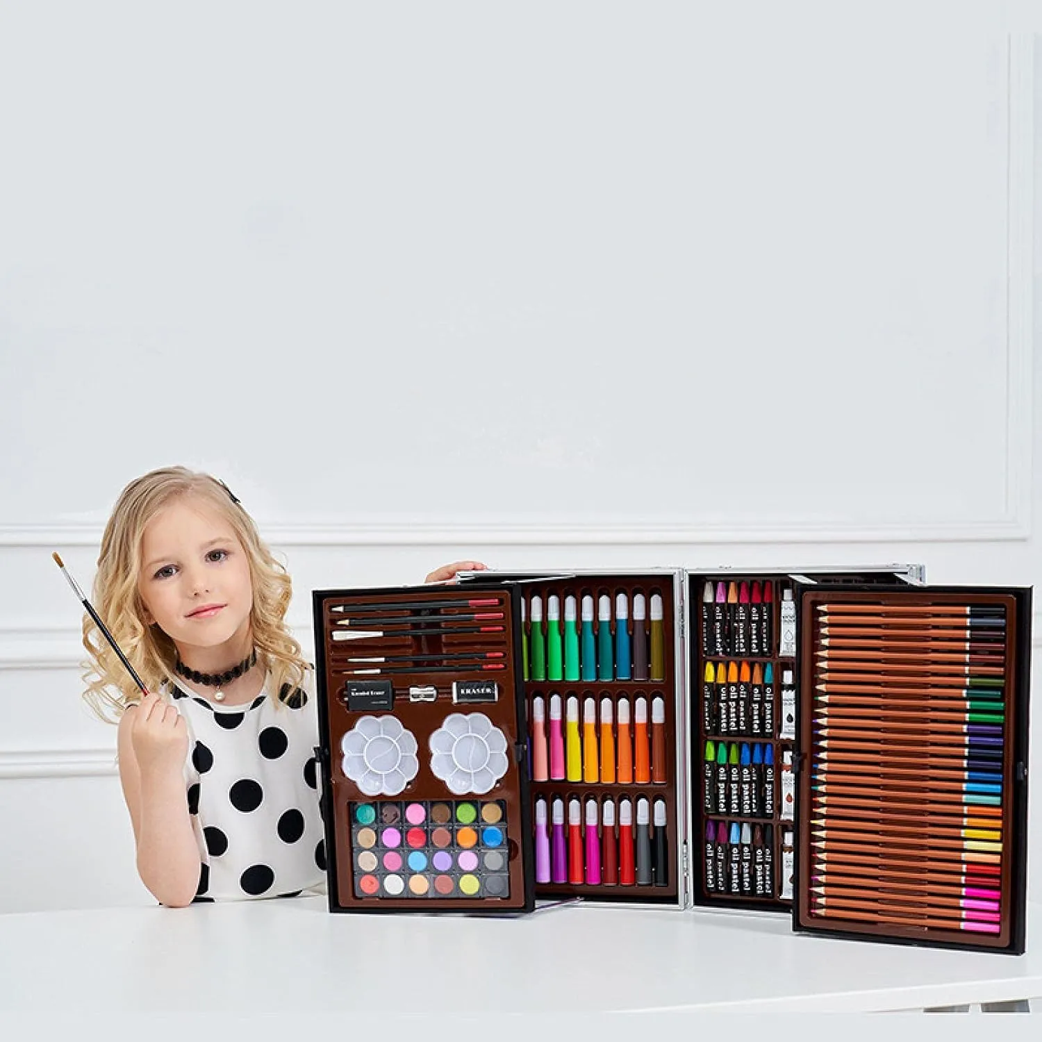145Pcs Kids Painting And Drawing Art Set With Aluminium Case