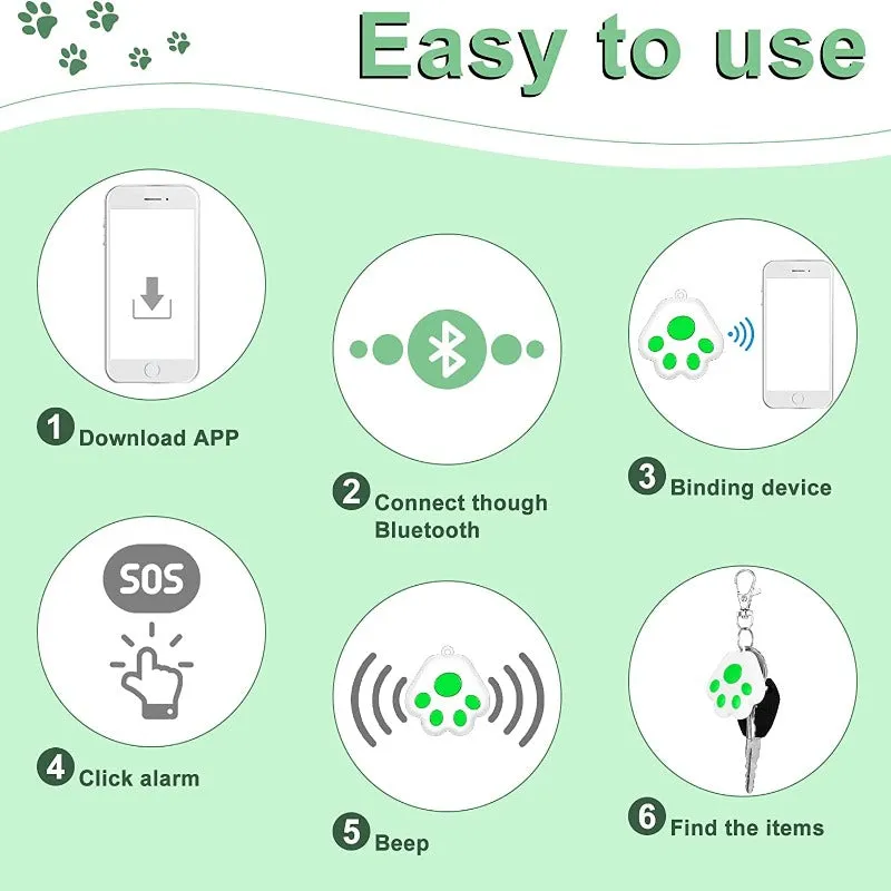 4 Piece Set of Smart Trackable Key Finders - Pet Locators - Keychains GPS Tracking Devices