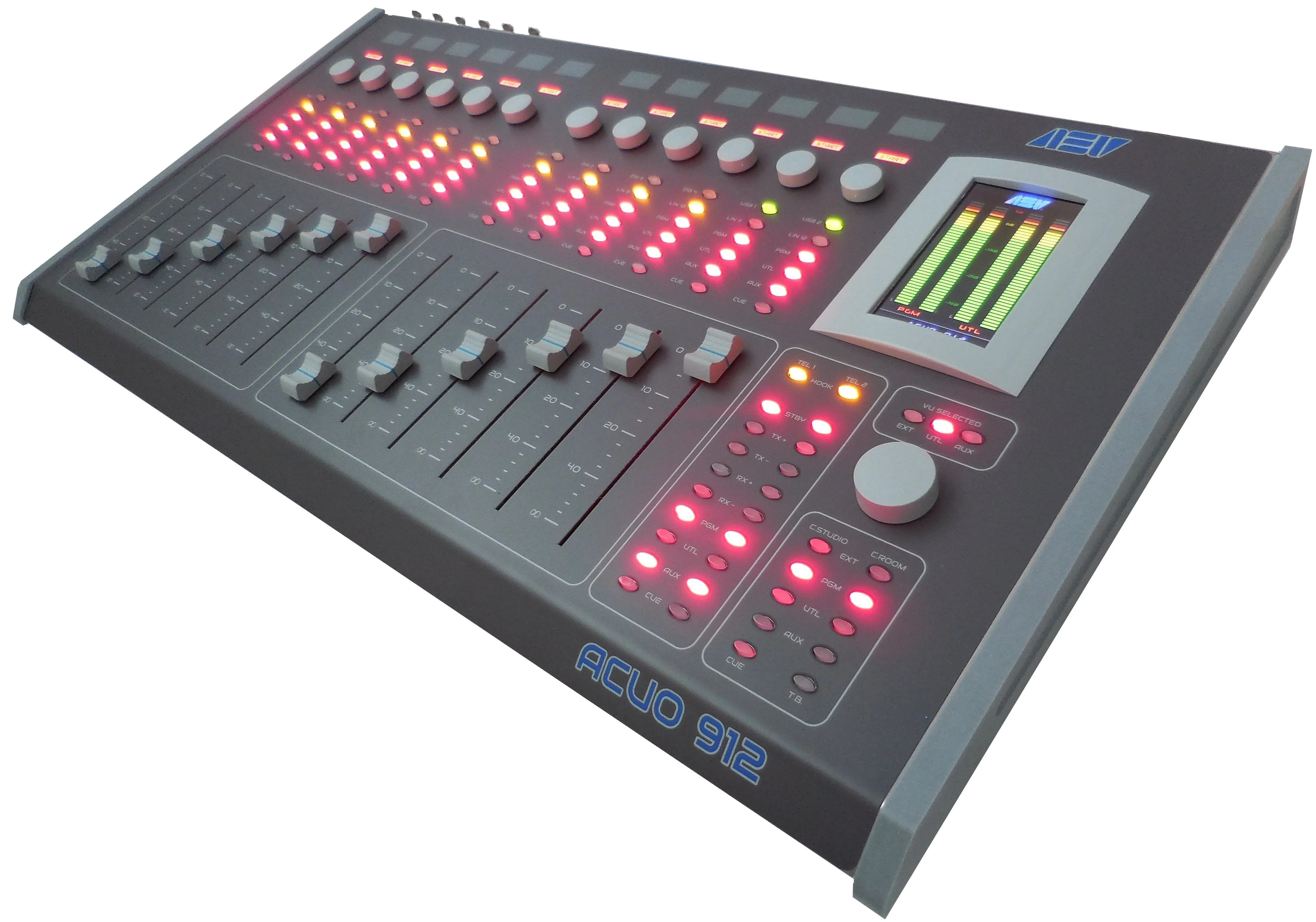 ACUO912 - 12 Channels Broadcast Consoles 6 Mics   2 tel Hybrids