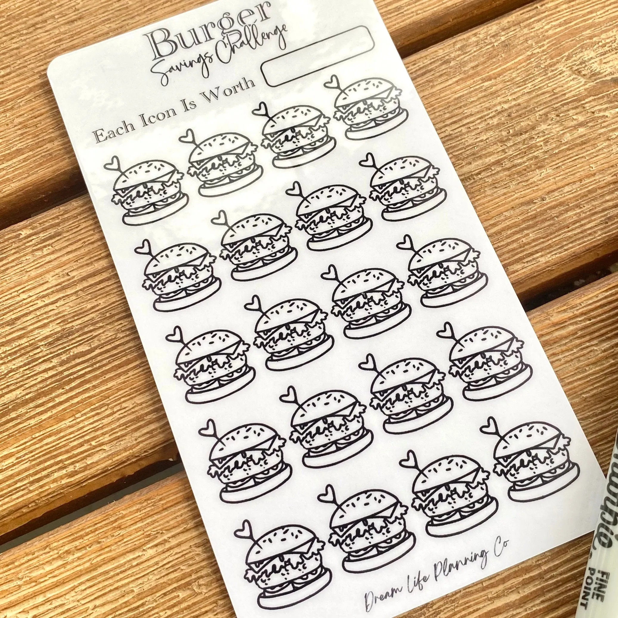 Burger, Donut, Taco, Pizza Savings Challenge Cards