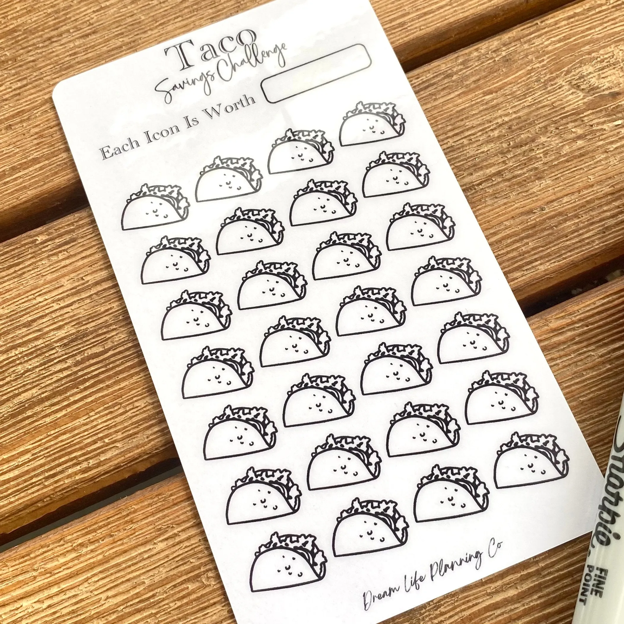 Burger, Donut, Taco, Pizza Savings Challenge Cards