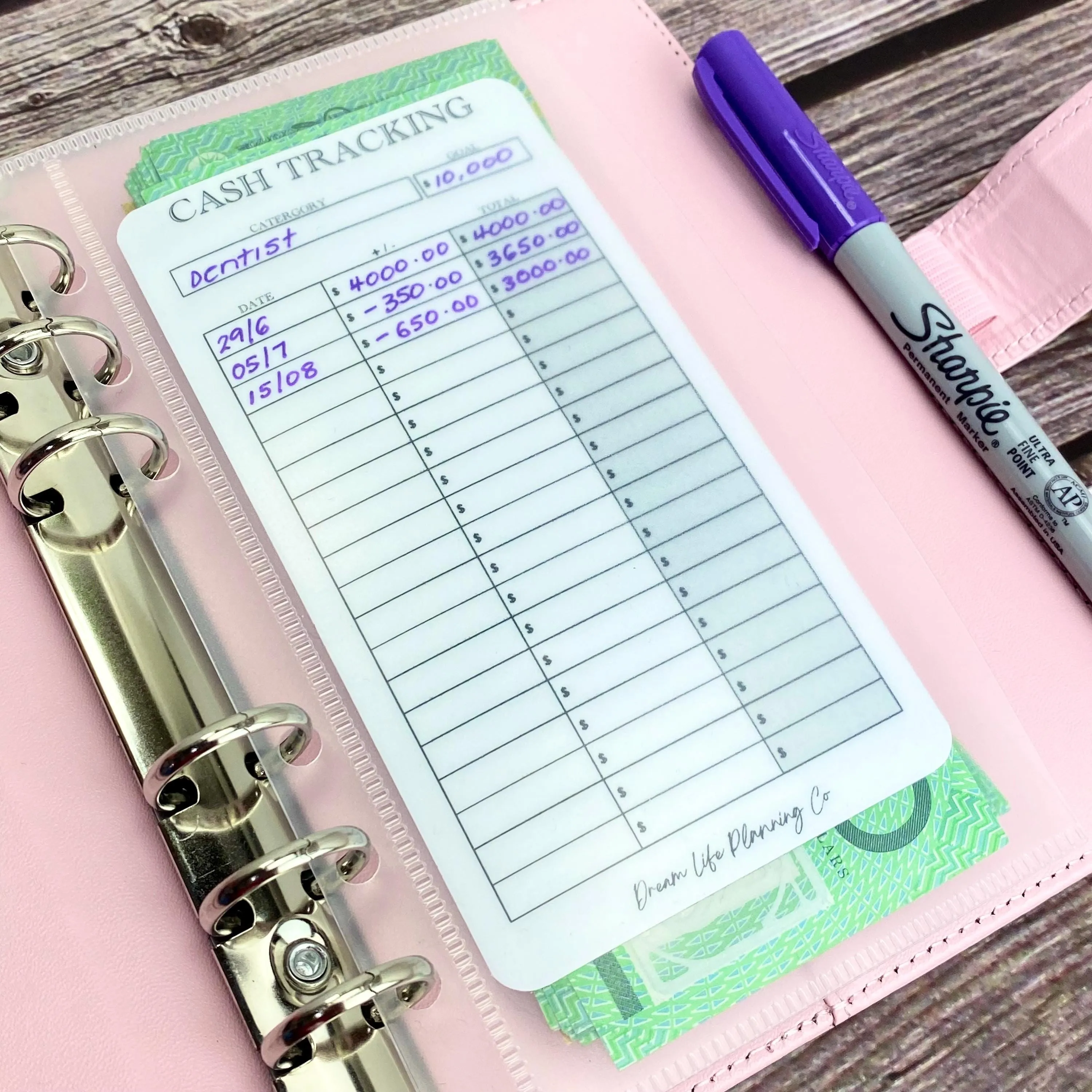 Cash Tracking Laminated Tracker