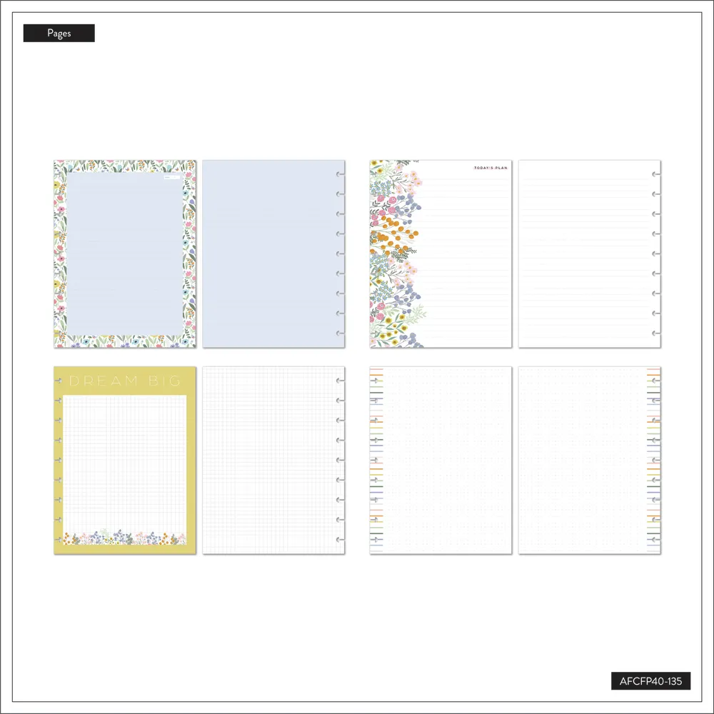 Everyday Sorbet Floral - Grid   Dotted Lined   Dot Grid Classic Filler Paper - 40 Sheets