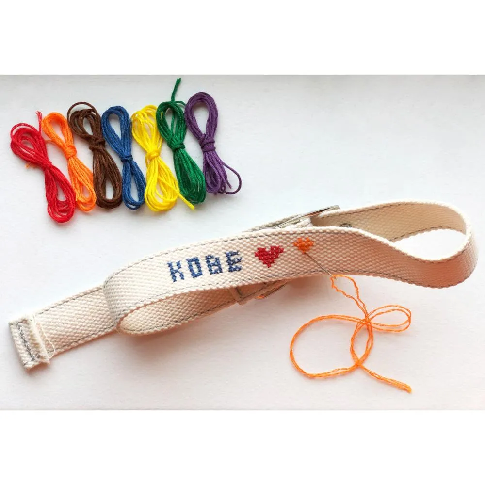 Kikkerland Kobe DIY Cross Stitch Dog Collar, Small