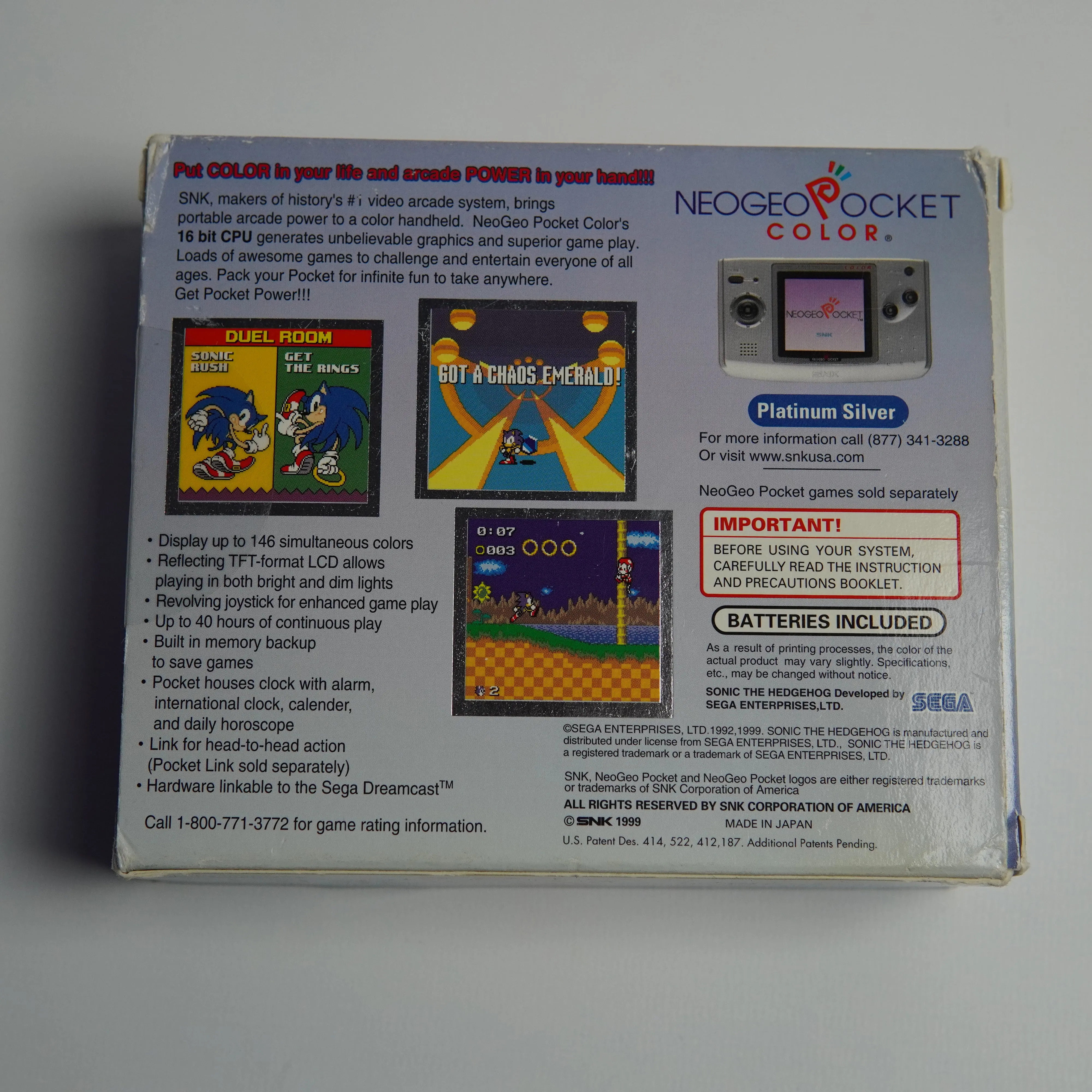 Neo Geo Pocket Color [Platinum Silver] - Game System (Complete in Box)