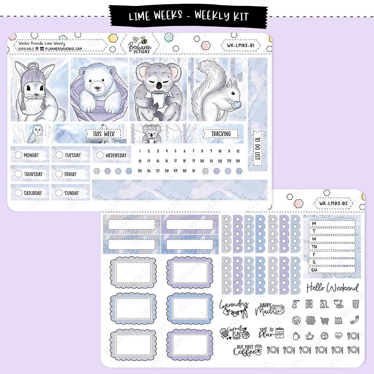 Winter Friends Lime Weekly Sticker Kit